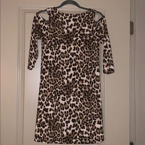 Leopard print cut out dress